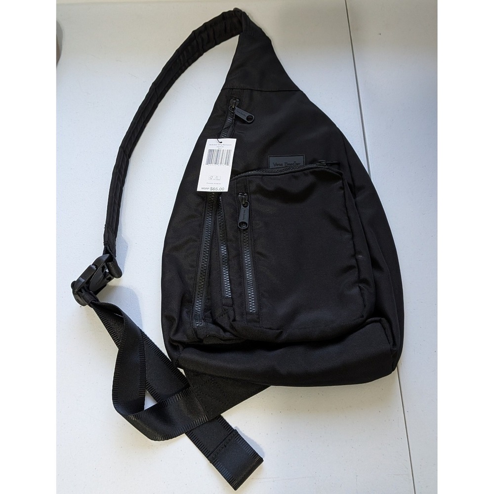 Vera Bradley Reactive Sling Backpack OS Black Recycled Floral Gorpcore NWT